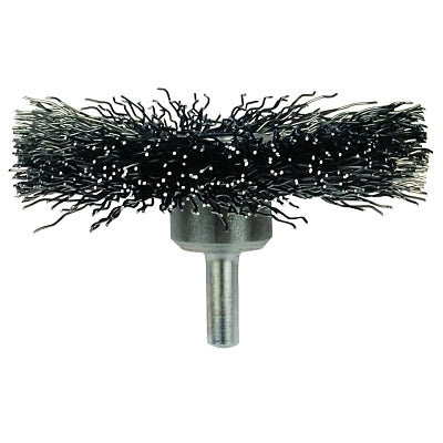 Mounted wavy wheel brushes, carbon steel, 20,000 rpm, 3" x 0.014"