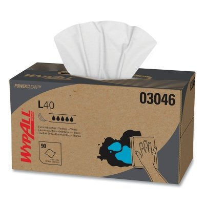 Toalla L40, blanca, 28 cm de ancho x 26 cm de largo, rollo, 1 capa, 70 hojas/RL, 1680 hojas en total