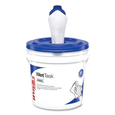 Kimtech Prep™ Wipes for the WetTask™ Cleaning System, White, 30 cm wide x 15 cm long, 140 sheets/roll, free bucket, spunlace fabric
