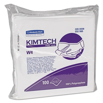 KIMTECH™ PURE* W4 Critical Task Dry Wipes, White, 30cm wide x 30cm long, 100 sheets per pack/5 packs per box