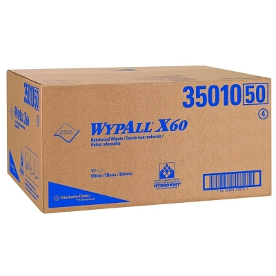 Toallas profesionales WypAll® X60, blancas, 50,8 cm de ancho x 110,9 cm de largo, sábana plana, 100 hojas por paquete/3 paquetes por caja