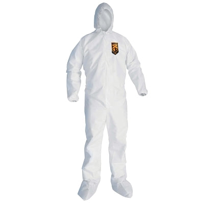 Overol elástico A45 transpirable con protección contra líquidos y partículas, con puños y tobillos, color blanco, talla 4XL, con cremallera frontal