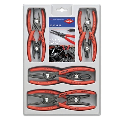 SB Precision Pliers Set for Retaining Rings, Straight Tips, 4 Pieces