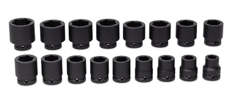 Juego de vasos de impacto poco profundos SAE Flank Drive® de 6 puntos con accionamiento de 3/4" y 17 piezas (3/4-1-3/4")