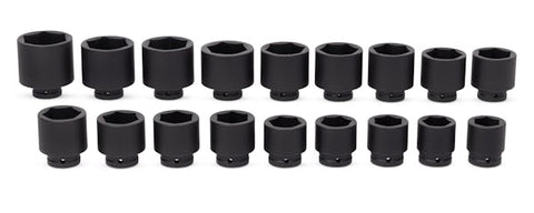 Juego de vasos de impacto poco profundos SAE Flank Drive® de 6 puntos con accionamiento de 3/4" y 18 piezas (1-1/4-2-3/8")