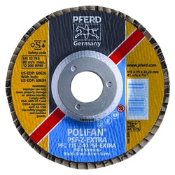 POLIFAN PSF-EXTRA Flap Discs, 7 in., Grit 36, 5/8 in.-11 Arbor, 8600 rpm