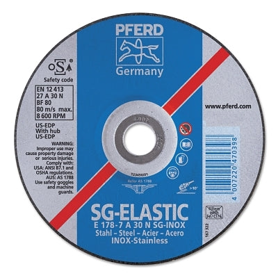 SG-INOX Premium Wheel, 9" diameter, 1/4" thick, 30 grit, alum oxide