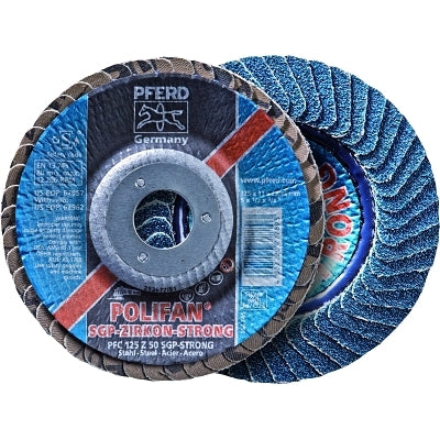 POLIFAN® Flap Disc, Zirconium Alumina, 4-1/2 in. Diameter, Grit 36, 5/8 Mandrel