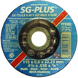 Fine cutting disc with recessed center, 7" diameter, 0.045" thick, 46 grit, aluminum oxide