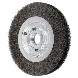 Cepillos de rueda ondulados sin rosca, diámetro de 3", mandril de 1/2", 0,006 pulg., acero inoxidable