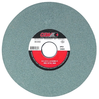 Green silicon carbide surface grinding wheels, T1, 8 x 1/2, 1 1/4 mandrel", 80, I