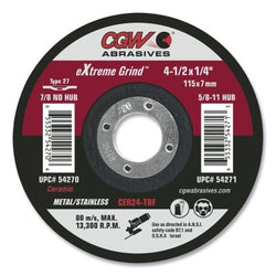 eXtreme Grind™ Type 27 grinding disc, 5 in. diameter, 1/4 in. thickness, 5/8 in. - 11 mandrel, 24 grit, ceramic