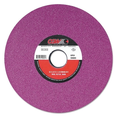 Ruby surface grinding wheels, 8 x 1/2, 1 1/4" shaft, 46, H