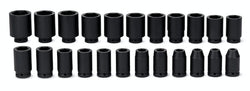 Juego de dados de impacto profundo SAE Flank Drive® de 6 puntos y cuadro de 3/4" de 23 piezas (9/16-2")