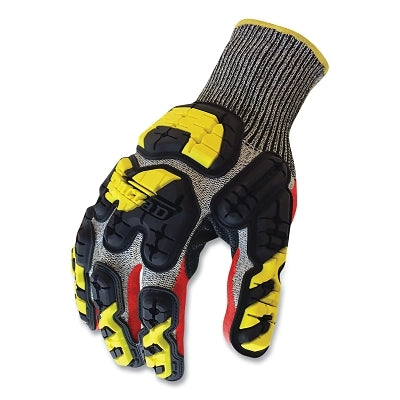 Guantes KONG® 360° IVE™, tejido sin costuras, palma de nitrilo arenoso, grandes, negro/rojo/amarillo, resistencia al corte 360° A3