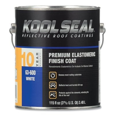 Premium 10-Year Elastomeric Roofing Coating, 1 Gallon Bucket, White