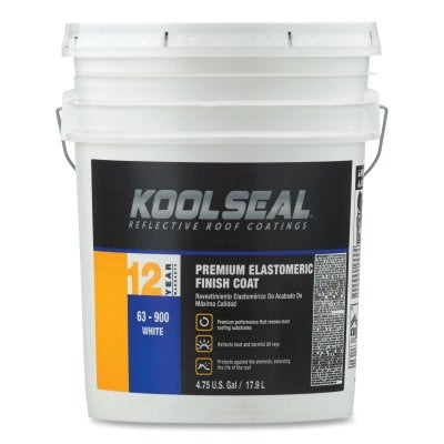 Premium 12-Year Elastomeric Roofing Coating, 5 Gallon Bucket, White