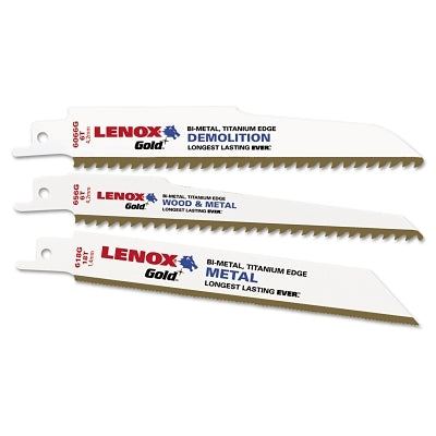 Gold® Reciprocating Saw Blade, 6" Long x 1" Wide x 0.062" Thick, 6 Teeth Per Inch, Demolition, 25 Count per Pack