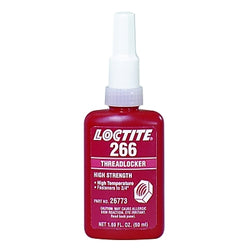 266 Threadlockers, High Strength/High Temperature, 250 ml, Thread up to 3/4 in., Red-Orange