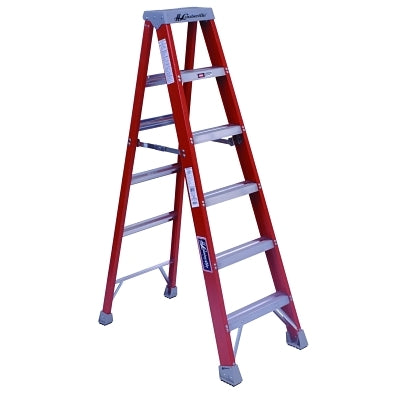 Escalera frontal doble de fibra de vidrio serie FM1500, IA, 8 pies x 25-1/4 pulgadas de ancho, capacidad de 300 lb