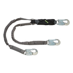 Cordón de absorción de energía elástico de dos brazos serie V, 310 lb, 6 pies, ganchos de seguridad pequeños