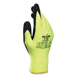 Temp-Dex 710 Heat Resistant Gloves with Nitrile Coated Palm, Size 7, High Visibility Yellow, Black Palm