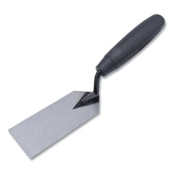 QLT margin trowel, carbon steel, plastic handle, 5 inches long, 2 inches wide