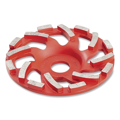 Muela abrasiva de copa de diamante, 5" de diámetro, eje de 7/8", 16 segmentos, 12200 RPM
