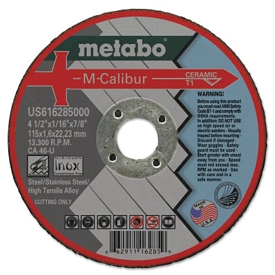 Muelas abrasivas M-Calibur CA46U para acero inoxidable tipo 27, 4,5 pulg., 13300 rpm