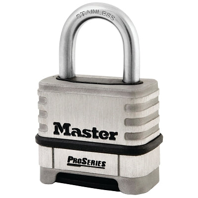 Candado de combinación reiniciable ProSeries®, arco de 3/8" de diámetro x 15/16" de ancho x 1-1/16" de alto, latón recubierto, en caja