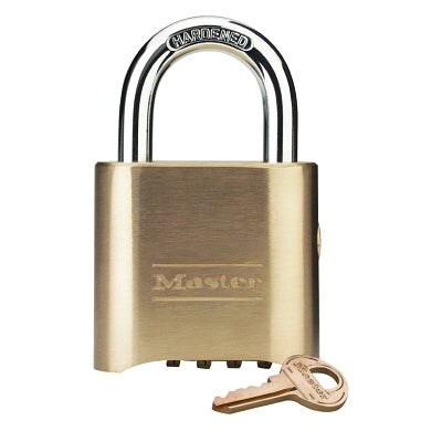 Candado de combinación reajustable n.° 176 y 177, diámetro de arco de 5/16 in, longitud de arco de 1 in, dorado