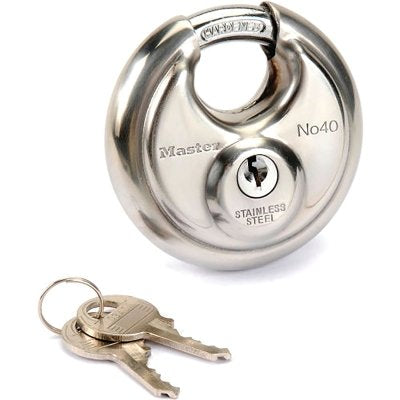 Armored padlock, with key, steel, shackle diameter 3/8 in.