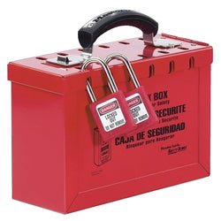 Caja de seguridad para grupo, número máximo de candados: 6 internos, 2 externos, 7,1 pulgadas de alto x 4 pulgadas de ancho
