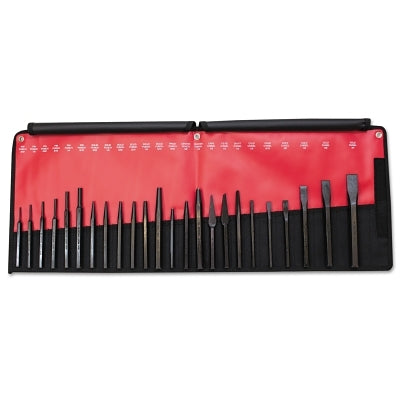 24-piece punch and chisel set (round point, English, in bag)