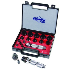 16-piece round metric hollow punch tool set with handle and case
