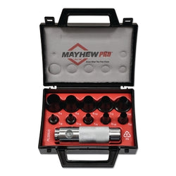 11-piece set of round, hollow punch tools, English style, with handle and case