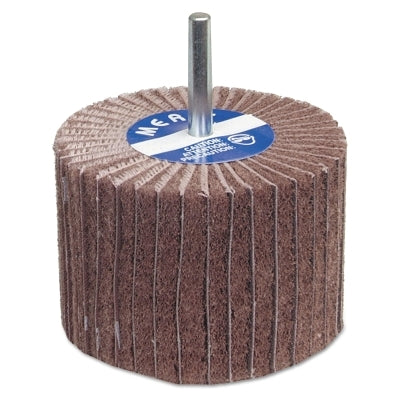 Flap wheels interleaved with mounted steel shanks, 2" x 1 1/2", grit 80