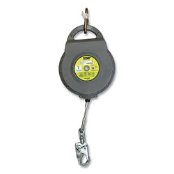 Línea de vida autorretráctil Titan™+, 15 m de largo, cable de acero galvanizado, conector superior de mosquetón de acero, gancho de seguridad, 182 kg, una sola rama