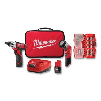 M12™ Screwdriver with Free LED Light and 40-Piece Bit Set, 500 RPM, 12V, 2 M12™ REDLITHIUM CP1.5 Batteries, M12™ Lithium-Ion Charger