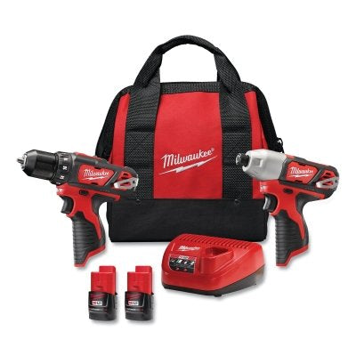 Kit combinado de 2 herramientas inalámbricas M12™, 12 V, taladro/atornillador de 3/8", destornillador de impacto hexagonal de 1/4", (2) baterías, cargador