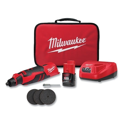 Herramienta rotativa sin escobillas M12™, kit, 27500 RPM, con batería, cargador, discos de corte multimaterial, mandril, llave y bolsa