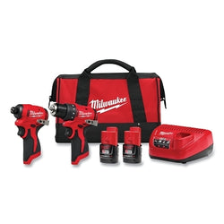 M12™ 2-Tool Brushless Subcompact Combo Kit, 12V, 3/8" Drill Driver, 1/4" Hex Impact Driver, 2 Batteries, Charger, Bag
