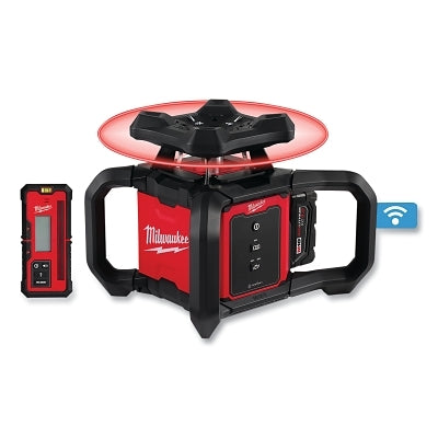 Kit de nivel láser giratorio exterior rojo M18™, con receptor/trípode y mira de nivelación, 12,1" de largo, policarbonato, base de inserción roscada