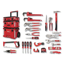 Kit de plomería PACKOUT™, 22 piezas, caja de herramientas modular con ruedas, color rojo