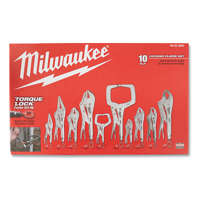 Set of 10 TORQUE LOCK™ locking pliers, 5 in, 6 in, 7 in, 9 in, 10 in, 11 in.