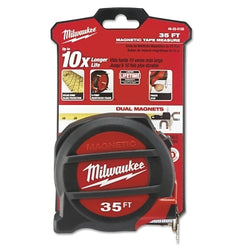 Magnetic measuring tape, 4.8 m, SAE, double-sided printing, steel blade, red/black