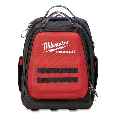 PACKOUT™ Backpack, 1680D/1800D Ballistic Material, 42 Pockets, Black/Red, 22.7 kg Weight Capacity, Metal Webbing Clip