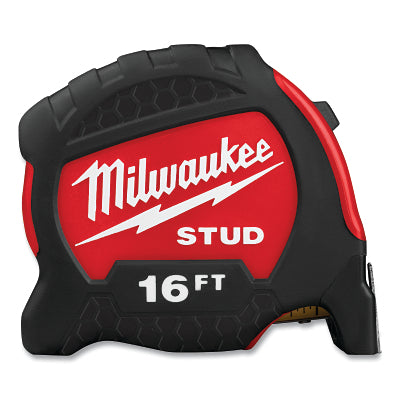 STUD™ Measuring Tape, 8 m/26 ft, Metric/SAE, Double-Sided Printing, High-Visibility Blade, Red/Black