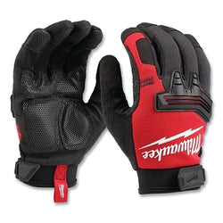 Demolition work gloves, synthetic leather/terry cloth, extra large, black/red