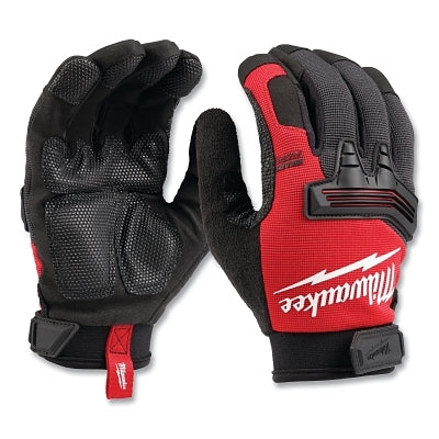 Guantes de trabajo de demolición, cuero sintético/tela de rizo, talla extragrande, negro/rojo